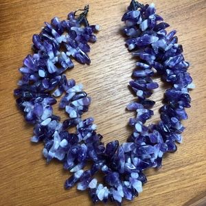 Amethyst chip necklace & matching earrings